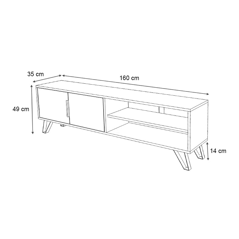 Έπιπλο τηλεόρασης Foot Megapap χρώμα καρυδί 160x35x49εκ. - Hippiehome.gr