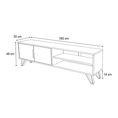 Έπιπλο τηλεόρασης Foot Megapap χρώμα καρυδί 160x35x49εκ. - Hippiehome.gr