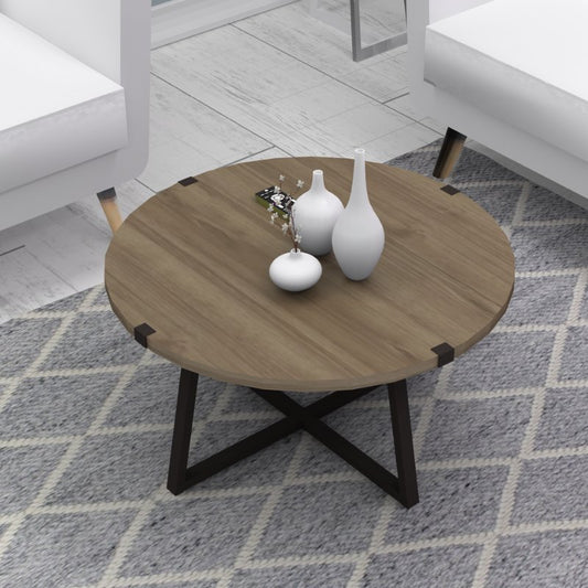 Τραπεζάκι σαλονιού Mauricio Megapap χρώμα καρυδί - ανθρακί 78x78x43εκ. - Hippiehome.gr