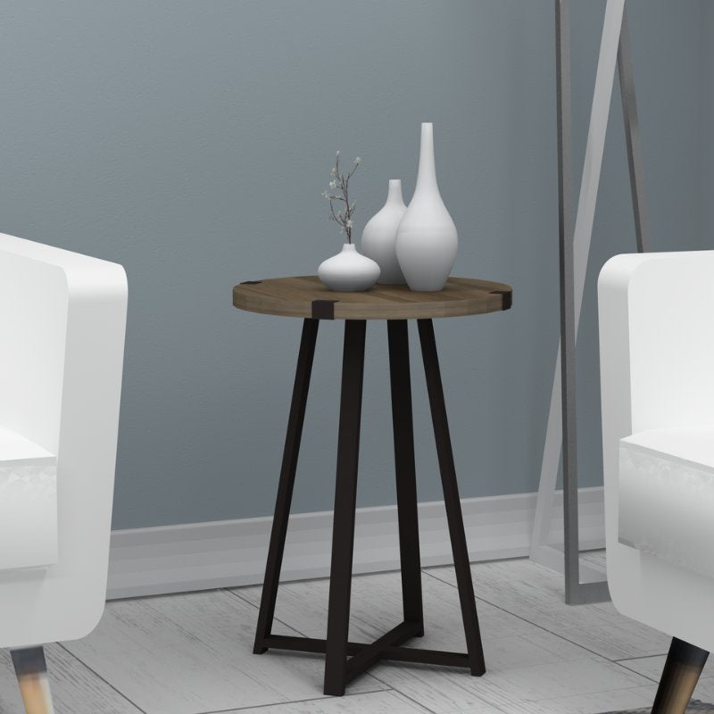 Βοηθητικό τραπεζάκι Pedro Megapap χρώμα καρυδί - ανθρακί 44x44x58εκ. - Hippiehome.gr