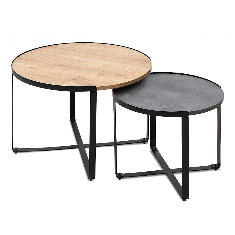 Σετ τραπεζάκια σαλονιού Davis Megapap 2τμχ. χρώμα φυσικό οξιάς/γκρι σκυροδέματος 70x69x46εκ. - Hippiehome.gr
