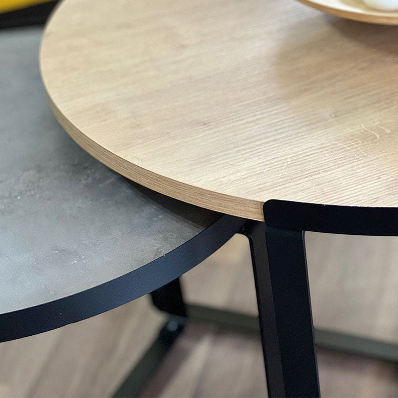 Σετ τραπεζάκια σαλονιού Davis Megapap 2τμχ. χρώμα φυσικό οξιάς/γκρι σκυροδέματος 70x69x46εκ. - Hippiehome.gr