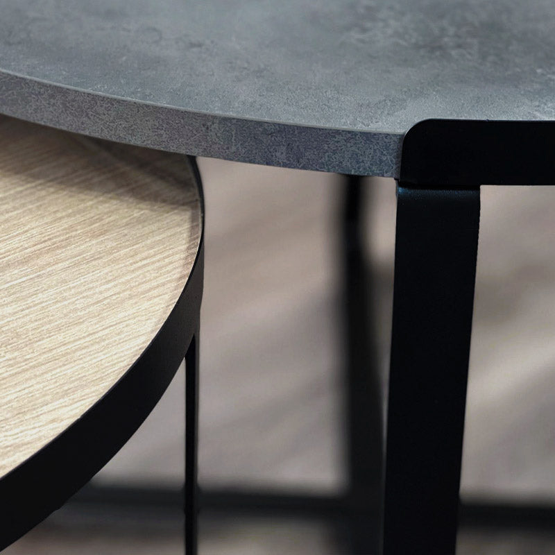 Σετ τραπεζάκια σαλονιού Davis Megapap 2τμχ. χρώμα γκρι σκυροδέματος/φυσικό οξιάς 70x69x46εκ. - Hippiehome.gr