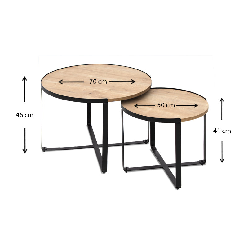 Σετ τραπεζάκια σαλονιού Davis Megapap 2τμχ. χρώμα φυσικό οξιάς 70x69x46εκ. - Hippiehome.gr