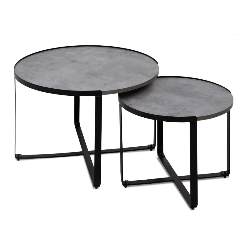 Σετ τραπεζάκια σαλονιού Davis Megapap 2τμχ. χρώμα γκρι σκυροδέματος 70x69x46εκ. - Hippiehome.gr