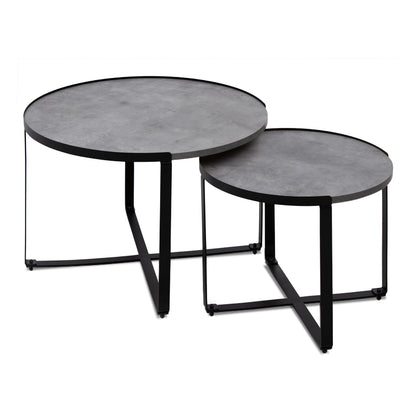 Σετ τραπεζάκια σαλονιού Davis Megapap 2τμχ. χρώμα γκρι σκυροδέματος 70x69x46εκ. - Hippiehome.gr