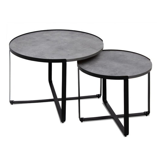 Σετ τραπεζάκια σαλονιού Davis Megapap 2τμχ. χρώμα γκρι σκυροδέματος 70x69x46εκ. - Hippiehome.gr