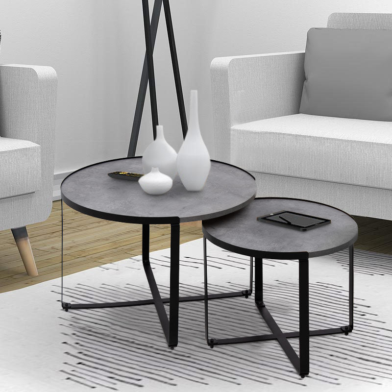 Σετ τραπεζάκια σαλονιού Davis Megapap 2τμχ. χρώμα γκρι σκυροδέματος 70x69x46εκ. - Hippiehome.gr