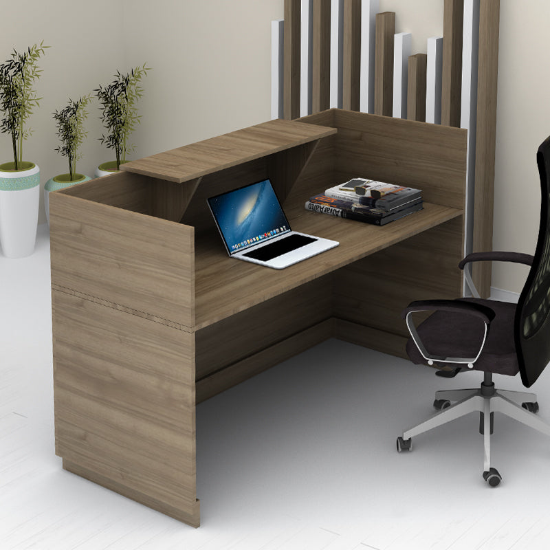 Γραφείο υποδοχής - reception Lemmon Megapap χρώμα καρυδί 160x70x110εκ. - Hippiehome.gr