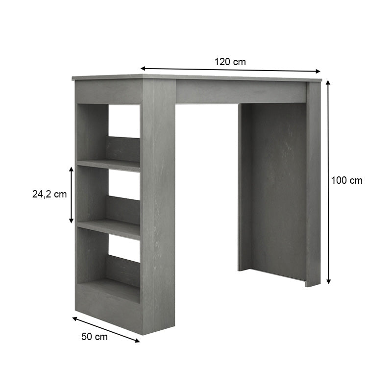 Bar table Deep Megapap gray concrete color 120x50x100cm.