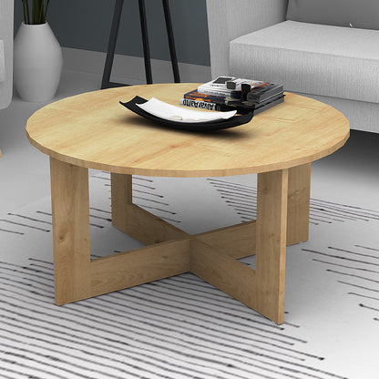 Coffee table Kati Megapap natural beech color Ø80x42cm.