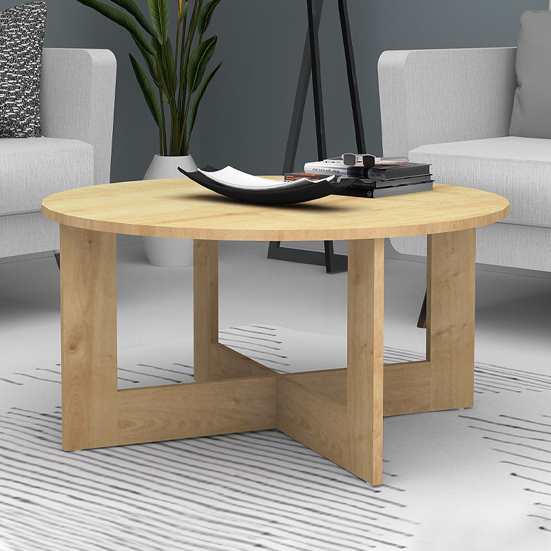 Coffee table Kati Megapap natural beech color Ø80x42cm.