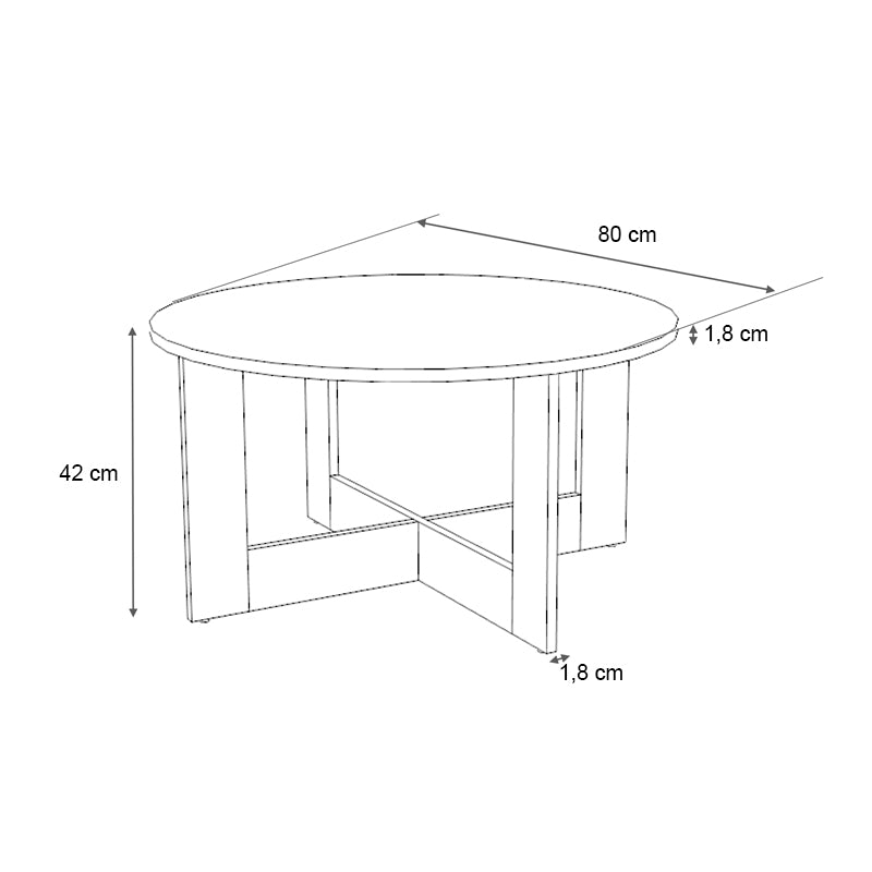 Coffee table Kati Megapap natural beech color Ø80x42cm.