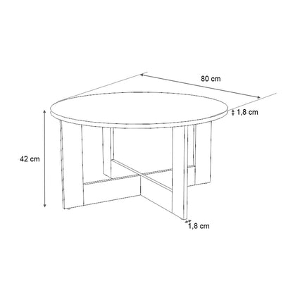 Coffee table Kati Megapap natural beech color Ø80x42cm.