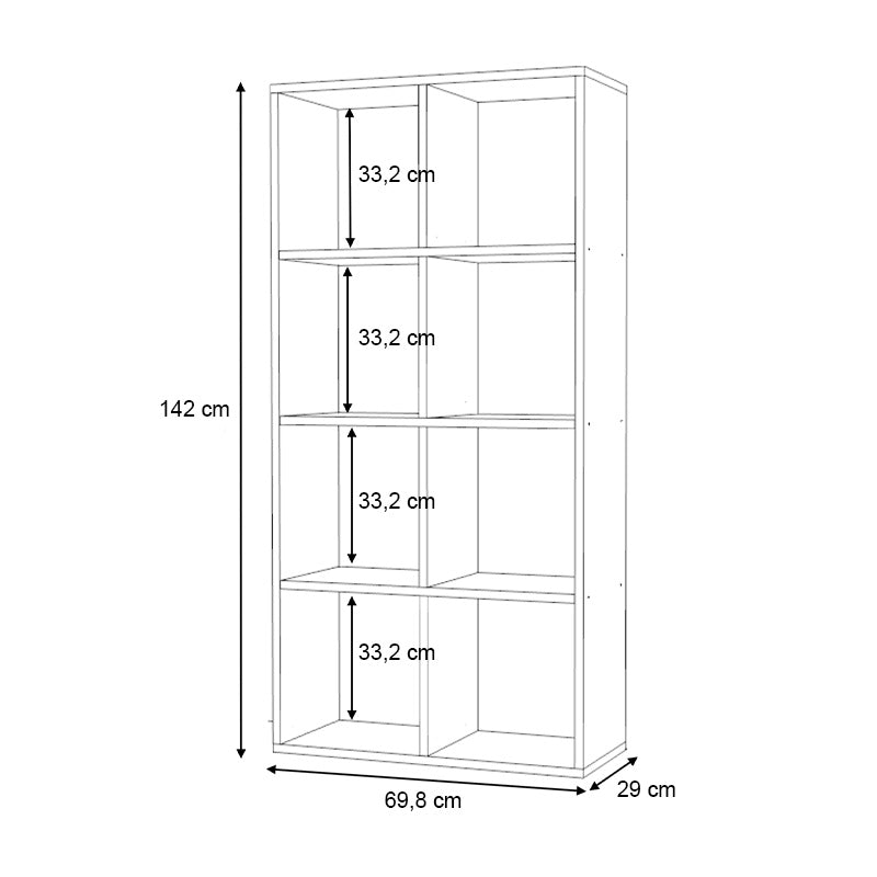 Anser Megapap bookcase color white 69.8x29x142cm.