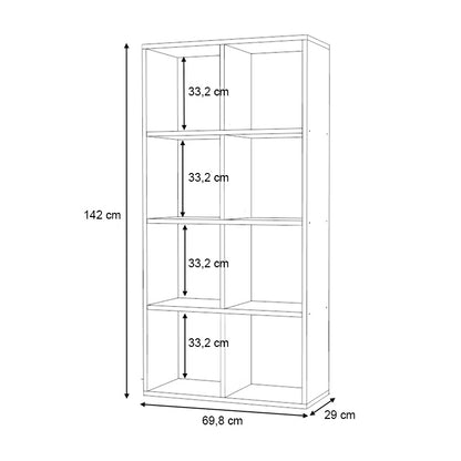 Anser Megapap bookcase color white 69.8x29x142cm.