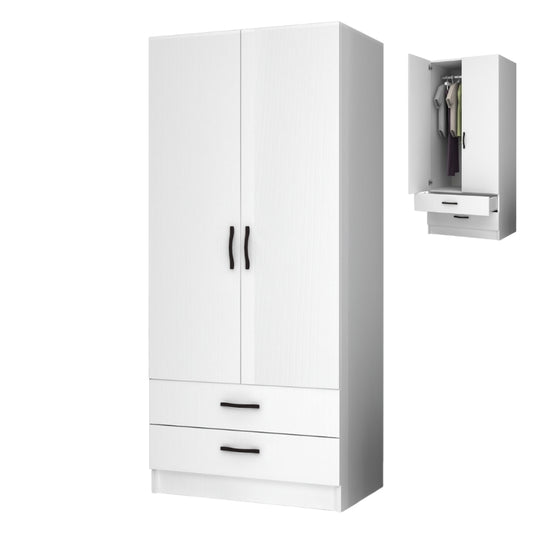 Ντουλάπα ρούχων Ricardo Megapap δίφυλλη χρώμα λευκό 80x51,8x181εκ. - Hippiehome.gr