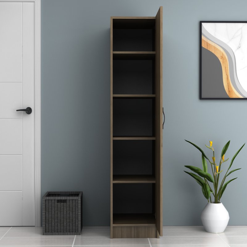 Ντουλάπα ρούχων Ricardo Megapap μονόφυλλη χρώμα καρυδί 40x51,8x181εκ. - Hippiehome.gr