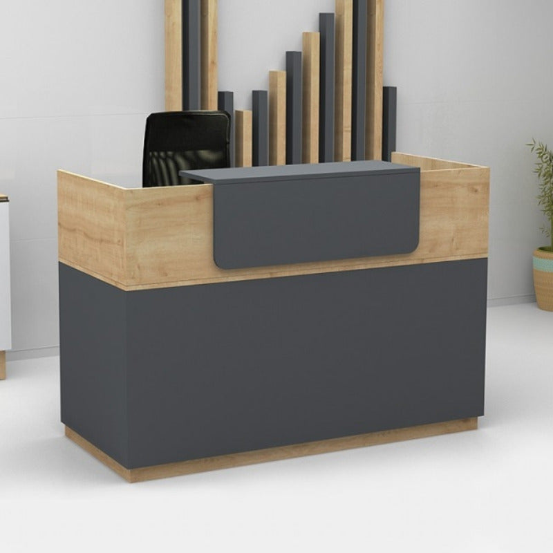 Γραφείο reception Lemmon Megapap χρώμα φυσικό οξιάς - ανθρακί 120x70x110εκ. - Hippiehome.gr