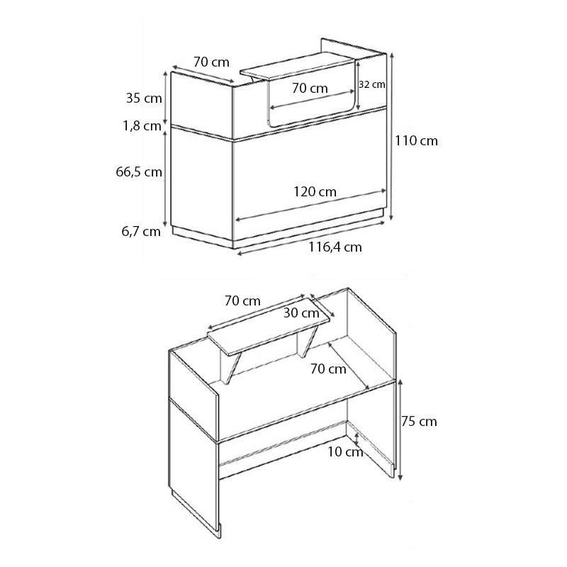 Γραφείο reception Lemmon Megapap χρώμα φυσικό οξιάς - ανθρακί 120x70x110εκ. - Hippiehome.gr