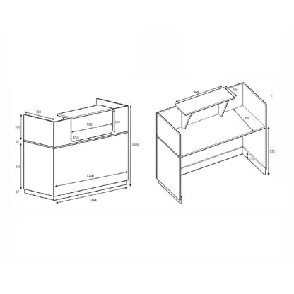Γραφείο reception Lemmon Megapap χρώμα φυσικό οξιάς - ανθρακί 120x70x110εκ. - Hippiehome.gr