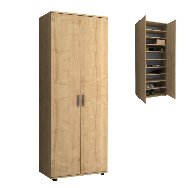 Ντουλάπα ρούχων - παπουτσοθήκη Eric Megapap δίφυλλη χρώμα φυσικό οξιάς 76x36x187εκ. - Hippiehome.gr