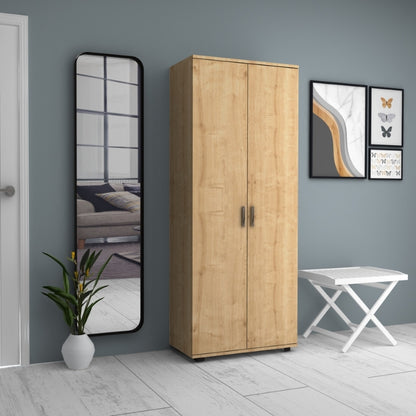 Ντουλάπα ρούχων - παπουτσοθήκη Eric Megapap δίφυλλη χρώμα φυσικό οξιάς 76x36x187εκ. - Hippiehome.gr