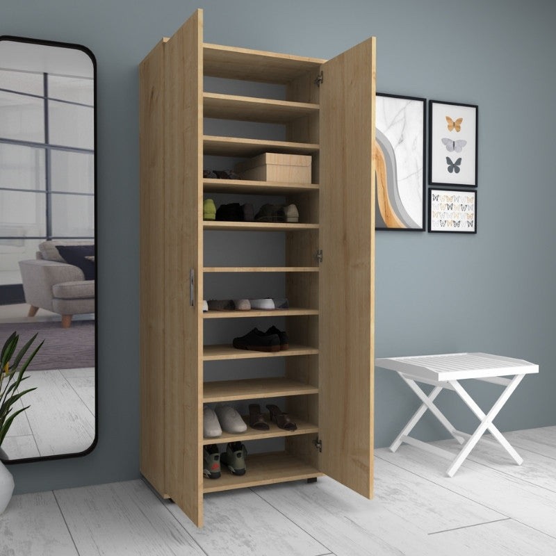 Ντουλάπα ρούχων - παπουτσοθήκη Eric Megapap δίφυλλη χρώμα φυσικό οξιάς 76x36x187εκ. - Hippiehome.gr