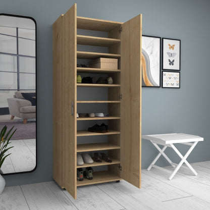 Ντουλάπα ρούχων - παπουτσοθήκη Eric Megapap δίφυλλη χρώμα φυσικό οξιάς 76x36x187εκ. - Hippiehome.gr