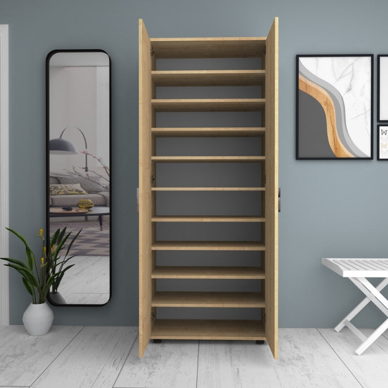 Ντουλάπα ρούχων - παπουτσοθήκη Eric Megapap δίφυλλη χρώμα φυσικό οξιάς 76x36x187εκ. - Hippiehome.gr