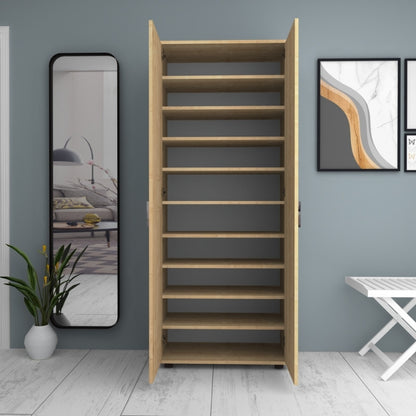 Ντουλάπα ρούχων - παπουτσοθήκη Eric Megapap δίφυλλη χρώμα φυσικό οξιάς 76x36x187εκ. - Hippiehome.gr