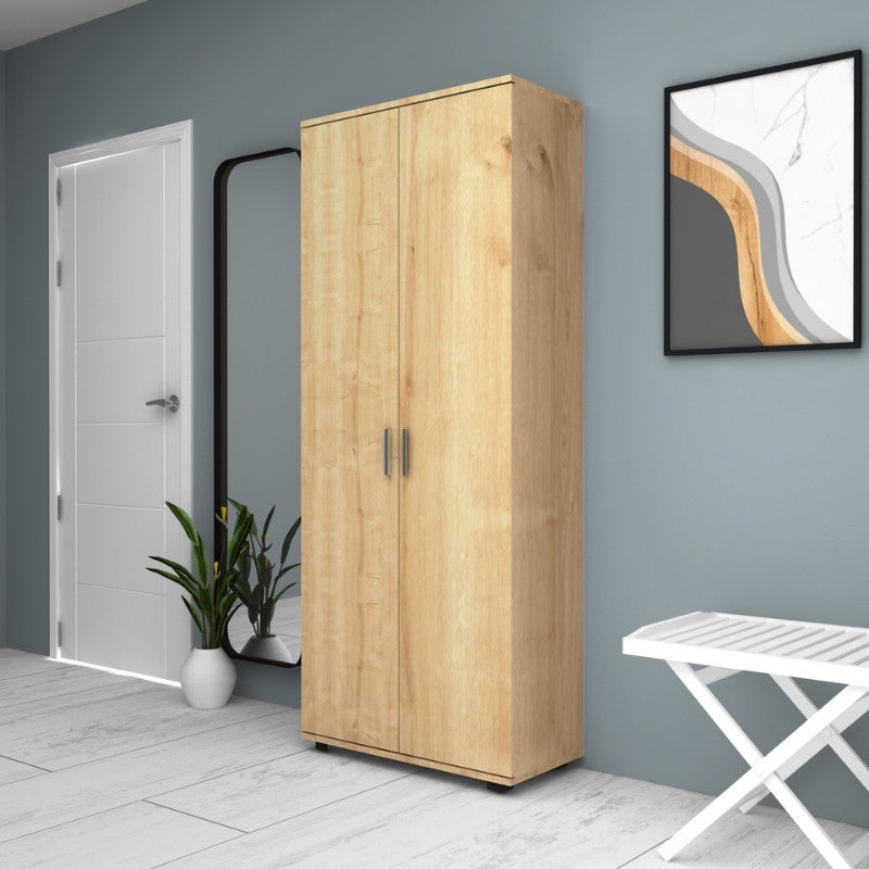 Ντουλάπα ρούχων - παπουτσοθήκη Eric Megapap δίφυλλη χρώμα φυσικό οξιάς 76x36x187εκ. - Hippiehome.gr