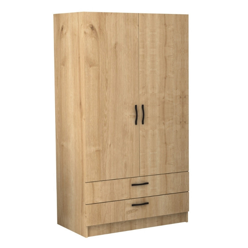 Ντουλάπα ρούχων Victoria Megapap δίφυλλη με συρτάρια χρώμα φυσικό οξιάς 100x60x181εκ. - Hippiehome.gr