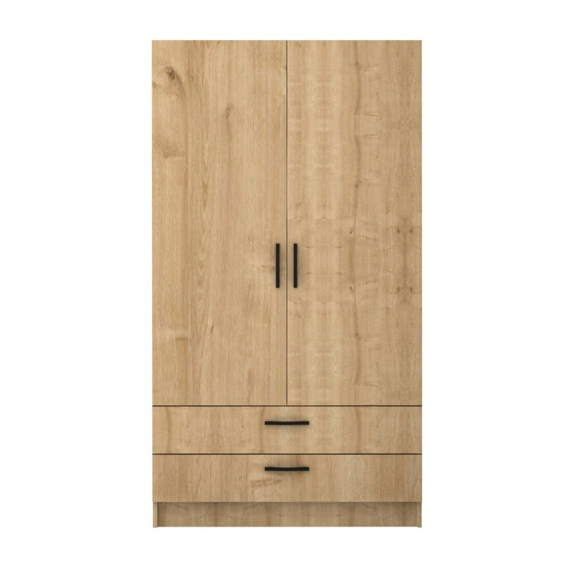 Ντουλάπα ρούχων Victoria Megapap δίφυλλη με συρτάρια χρώμα φυσικό οξιάς 100x60x181εκ. - Hippiehome.gr
