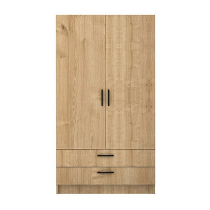Ντουλάπα ρούχων Victoria Megapap δίφυλλη με συρτάρια χρώμα φυσικό οξιάς 100x60x181εκ. - Hippiehome.gr