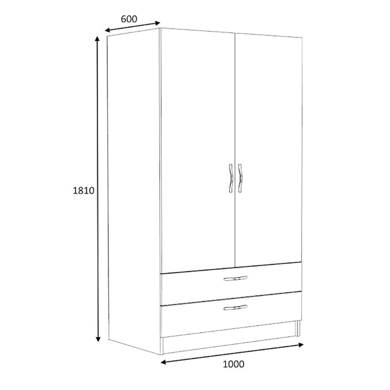 Ντουλάπα ρούχων Victoria Megapap δίφυλλη με συρτάρια χρώμα φυσικό οξιάς 100x60x181εκ. - Hippiehome.gr