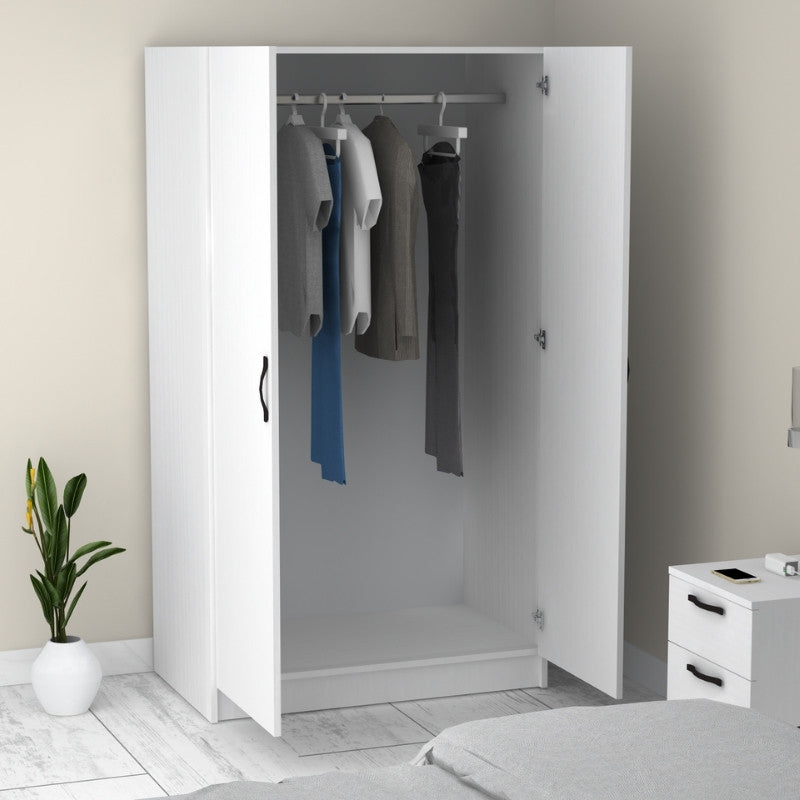 Ντουλάπα ρούχων Victoria Megapap δίφυλλη χρώμα λευκό 100x60x181εκ. - Hippiehome.gr