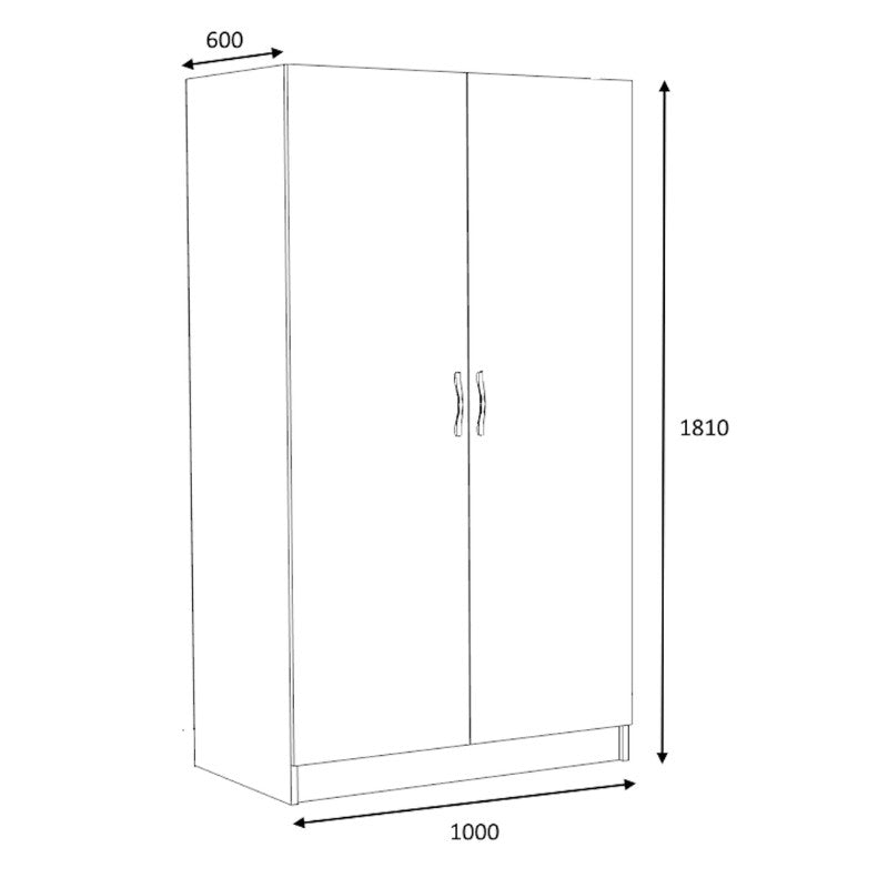 Ντουλάπα ρούχων Victoria Megapap δίφυλλη χρώμα λευκό 100x60x181εκ. - Hippiehome.gr