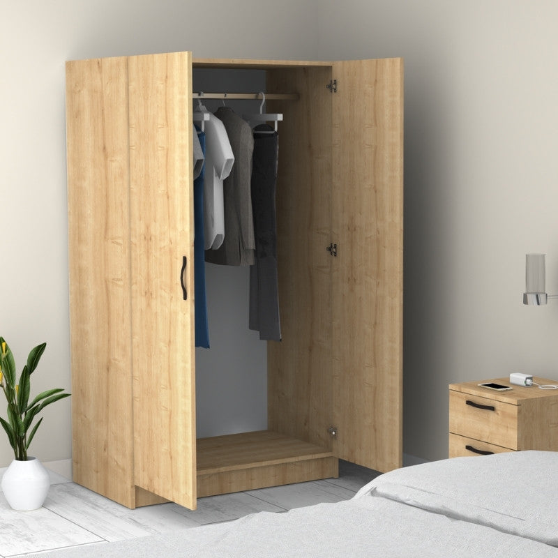 Ντουλάπα ρούχων Victoria Megapap δίφυλλη χρώμα φυσικό οξιάς 100x60x181εκ. - Hippiehome.gr