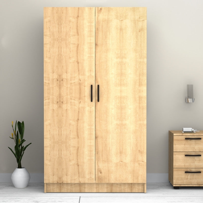 Ντουλάπα ρούχων Victoria Megapap δίφυλλη χρώμα φυσικό οξιάς 100x60x181εκ. - Hippiehome.gr