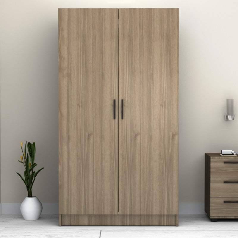 Ντουλάπα ρούχων Victoria Megapap δίφυλλη χρώμα καρυδί 100x60x181εκ. - Hippiehome.gr