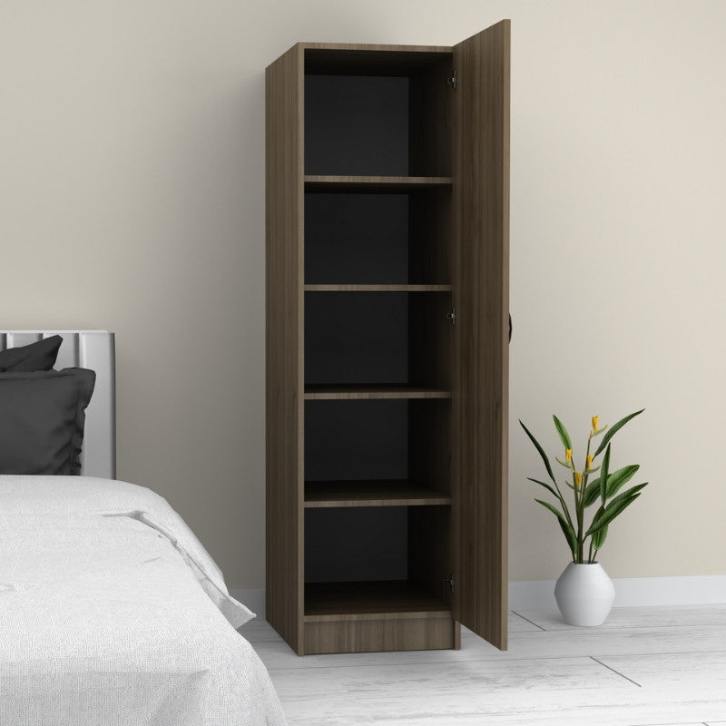 Ντουλάπα ρούχων Victoria Megapap μονόφυλλη χρώμα καρυδί 50x60x181εκ. - Hippiehome.gr