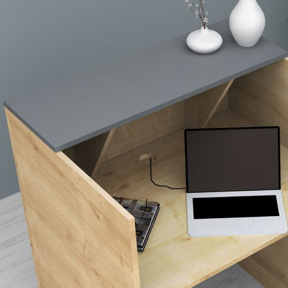 Γραφείο υποδοχής - reception Gemini Megapap χρώμα φυσικό οξιάς - ανθρακί 90x50x110εκ. - Hippiehome.gr