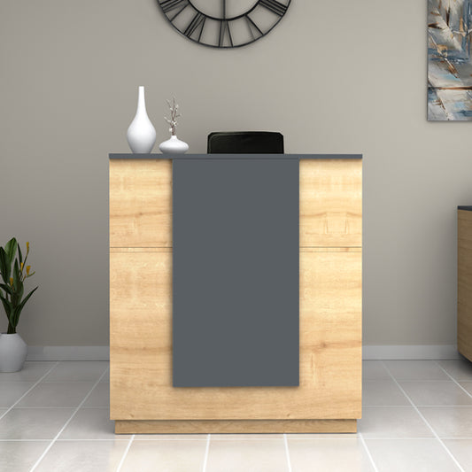 Γραφείο υποδοχής - reception Gemini Megapap χρώμα φυσικό οξιάς - ανθρακί 100x70x110εκ. - Hippiehome.gr