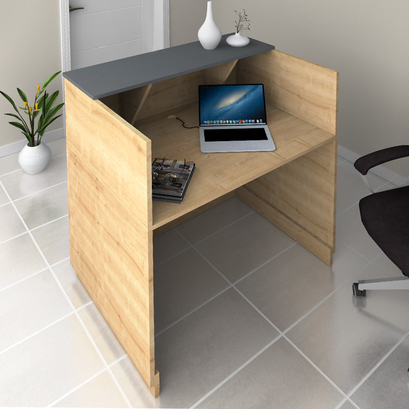 Γραφείο υποδοχής - reception Gemini Megapap χρώμα φυσικό οξιάς - ανθρακί 100x70x110εκ. - Hippiehome.gr