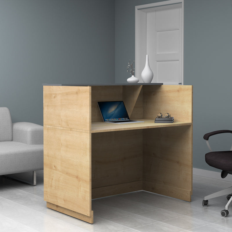 Γραφείο υποδοχής - reception Gemini Megapap χρώμα φυσικό οξιάς - ανθρακί 120x70x110εκ. - Hippiehome.gr