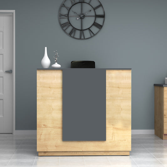 Γραφείο υποδοχής - reception Gemini Megapap χρώμα φυσικό οξιάς - ανθρακί 120x70x110εκ. - Hippiehome.gr