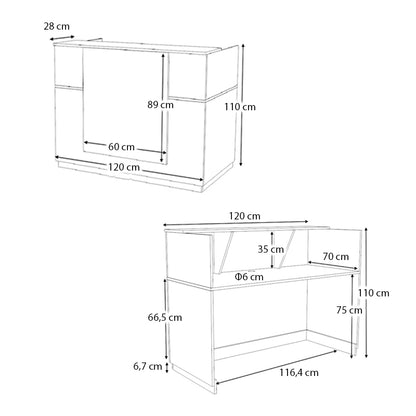 Γραφείο υποδοχής - reception Gemini Megapap χρώμα λευκό 120x70x110εκ. - Hippiehome.gr