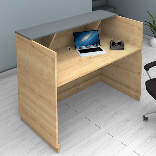 Γραφείο υποδοχής - reception Gemini Megapap χρώμα φυσικό οξιάς - ανθρακί 150x70x110εκ. - Hippiehome.gr