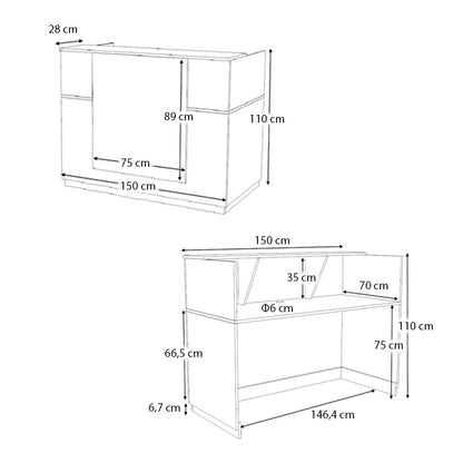 Γραφείο υποδοχής - reception Gemini Megapap χρώμα λευκό 150x70x110εκ. - Hippiehome.gr